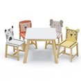 thumbnail image 7 of SYNGAR 5 Pieces Kids Table and Chairs Set, Toddlers Wood Activity Table and 4 Cartoon Animals Chairs Set for Arts/Drawing/Reading/Writing/Crafts, Multicolor, D5424, 7 of 7