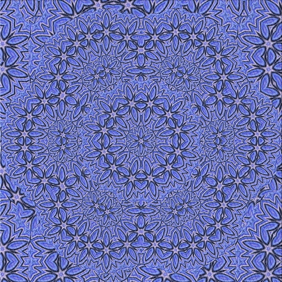 Ahgly Company Indoor Square Patterned Sky Blue Dress Blue Area Rugs, 4' Square