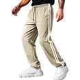 thumbnail image 2 of Domuza Men's Track Pants Warm-up Sweatpants Open Hem Tracksuit Bottoms for Gym Athletic Workout Khaki 2XL, 2 of 4