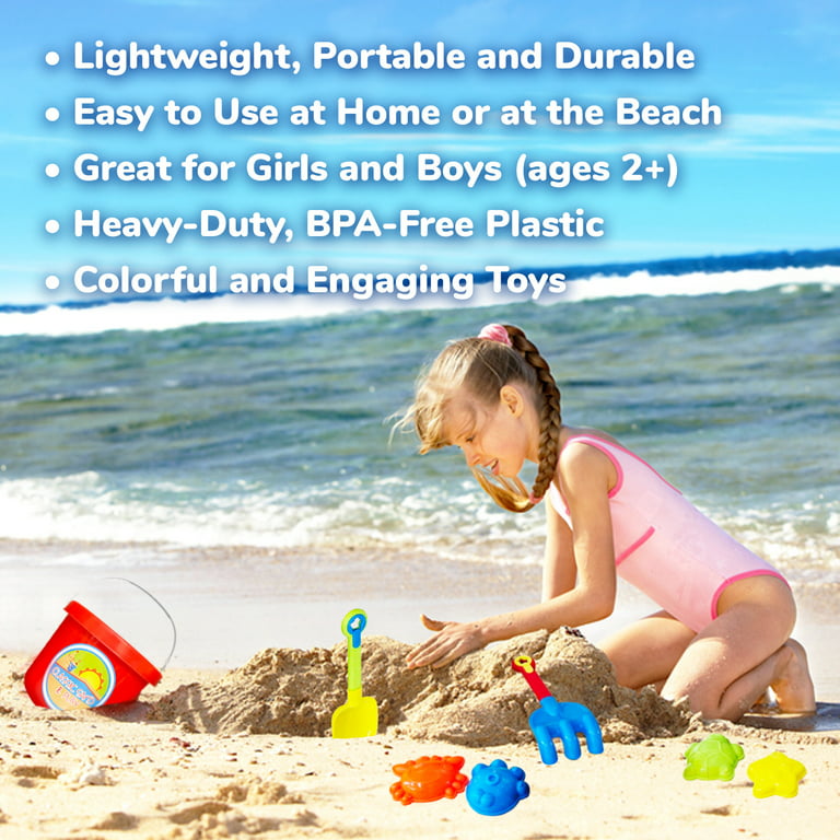 Beach Toys Mega Pack Bulk Beach & Sandbox Play Set w/ Unique, Shell & Sea Life Sand Molds, Shovel, Rake, Watering
