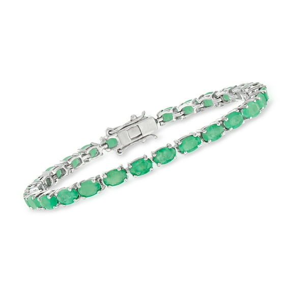Ross-Simons 11.00 ct. t.w. Emerald Tennis Bracelet in Sterling Silver, Women's, Adult