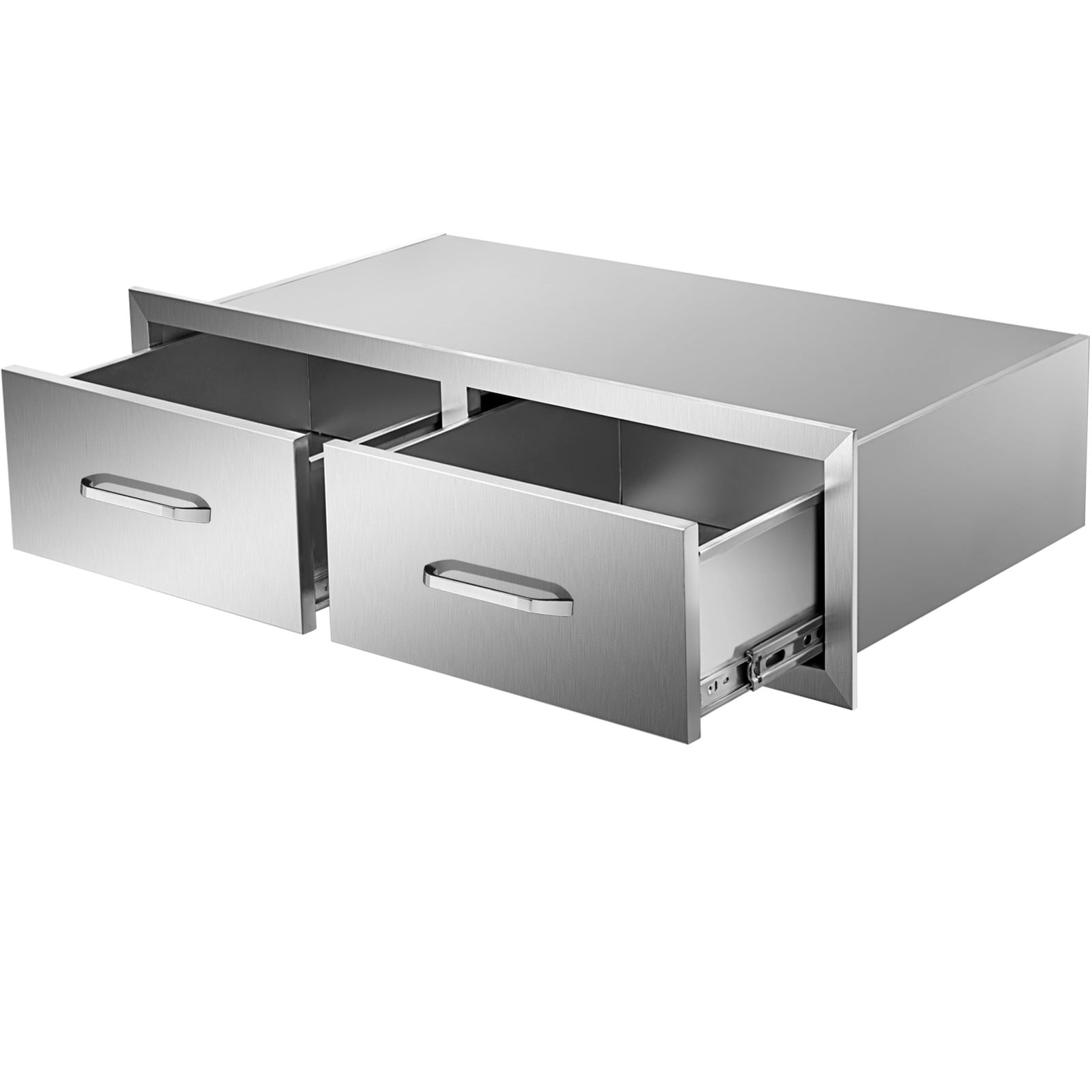 Minocool Outdoor Kitchen Drawers Stainless Steel Double Access Drawer 14 W x 15 H x 23 D with Chrome Handle Flush Mount Storage Drawers for Outdoor Kitchen BBQ Island Drawers 