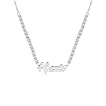 Personalized Planet Women's Bold Script Name Plaque CZ Chain Necklace