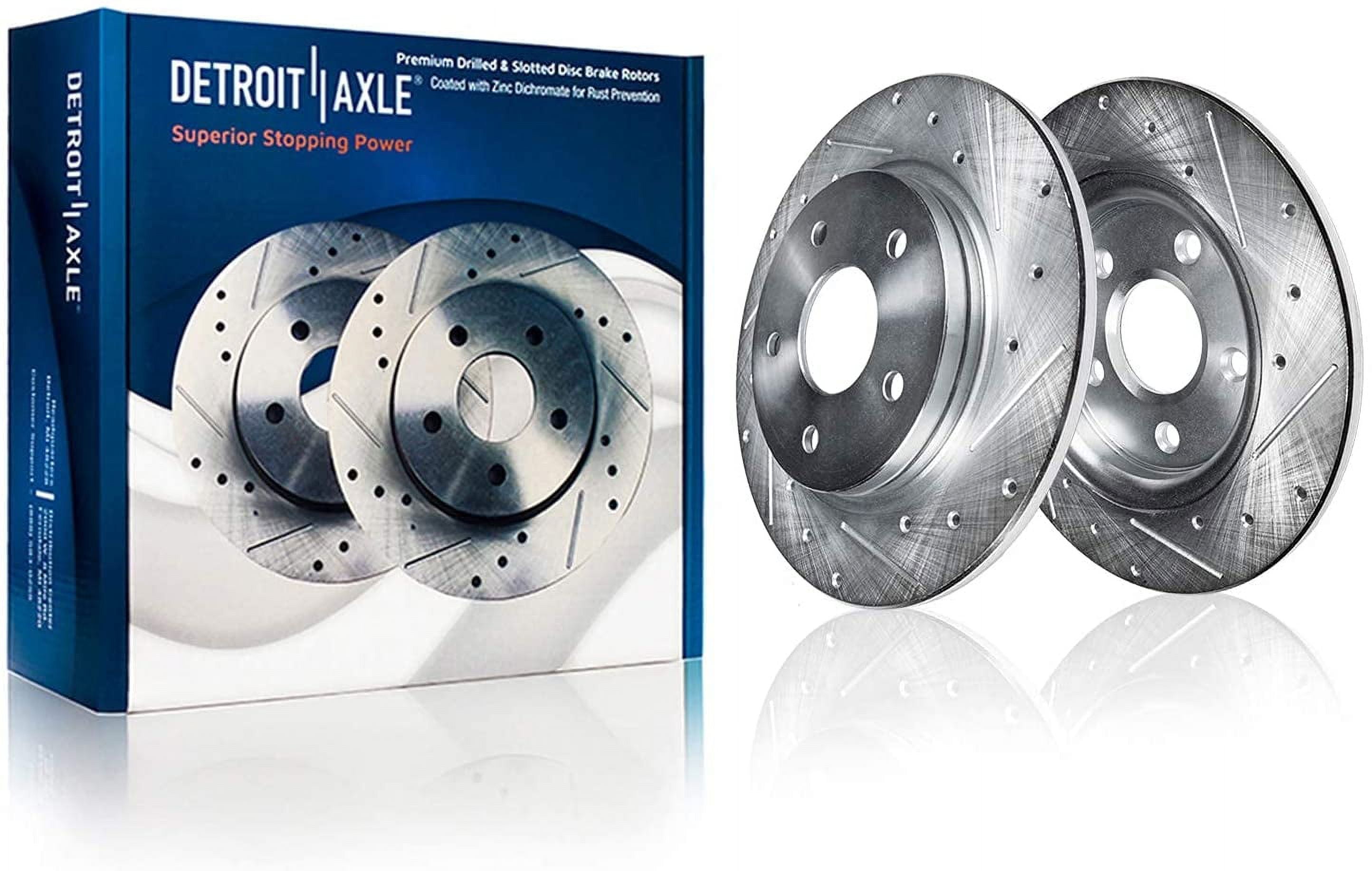 Detroit Axle - Brake Kit for 2006-2013 Mazda 6, 2006-2011 Ford Fusion MKZ Zephyr Milan Drilled & Slotted Brakes Rotors and Ceramic Brake Pads Replacement : 11.77" Front Rotor & 11.02" Rear Rotor