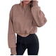 thumbnail image 1 of Suéter informal de manga larga sin capucha para mujer, chaqueta y abrigo, con cuello alto, media cremallera y cordón ajustable en la parte inferior, 1 of 6