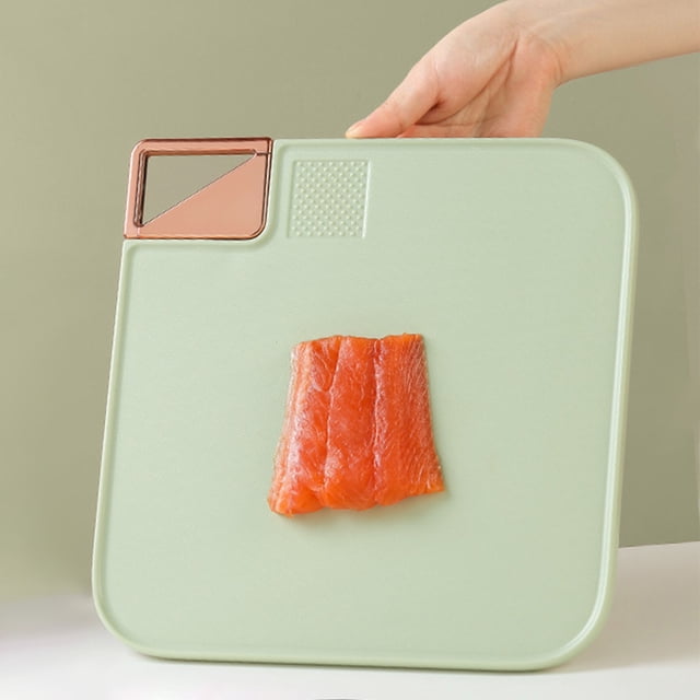 Tabla de cortar de plástico de doble cara | De pie, antideslizante, inodoro | Tabla de cortar de cocina de 11.2"x11.2" para carne, frutas, verduras | Amoladora Empotrada, Fácil Almacenamiento,