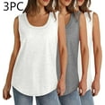 thumbnail image 2 of Aricy 3 pack Women Scoop Neck Tank Tops Plus Size Summer Sleeveless Tops Loose Fit Solid Color Casual Basic Vests Athletic Sport T-Shirt Tunic Blouse, 2 of 5
