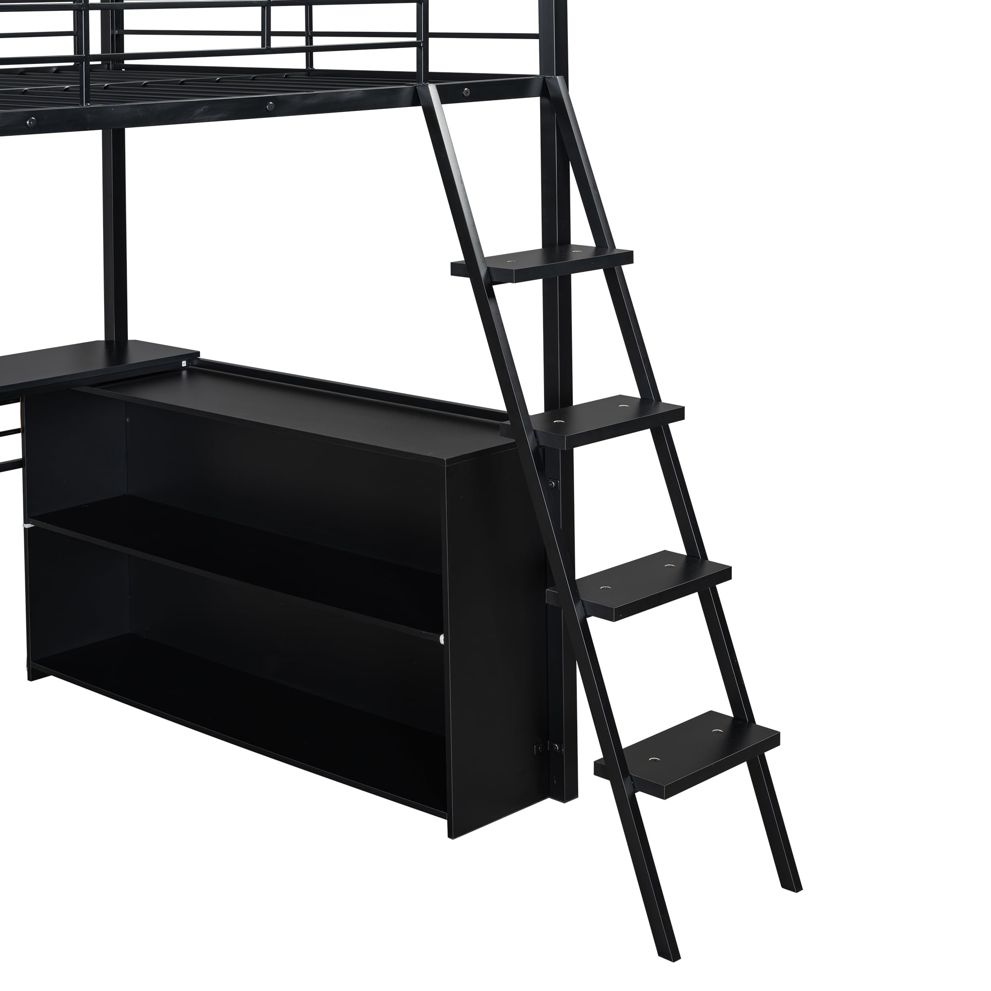 Euroco Metal Full Size Loft Bed, Gaming Bed with Desk and LED Light for Kids Teens
