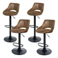 thumbnail image 2 of Art Leon Set Of 4 Swivel Bar Stools Faux Leather Height Adjustable Brown, 2 of 6