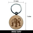 thumbnail image 2 of Grumpy Monkey with Curly Tail Round Keychain Charm Tag - Engraved Wood, 2 of 6