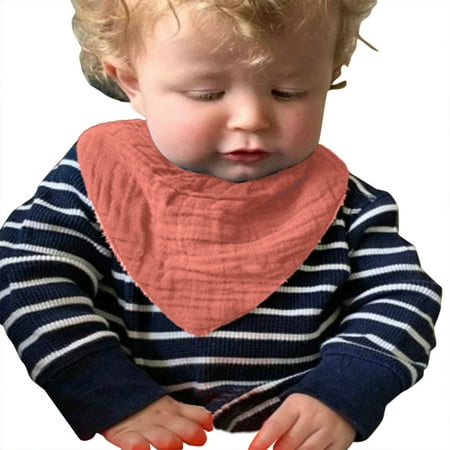 

kpoplk Feeding Bibs Babys Boys Girls Towel Cloth Baby Bibs Baby Crepe Double Absorbent Solid Colour Weaning Bib(R)