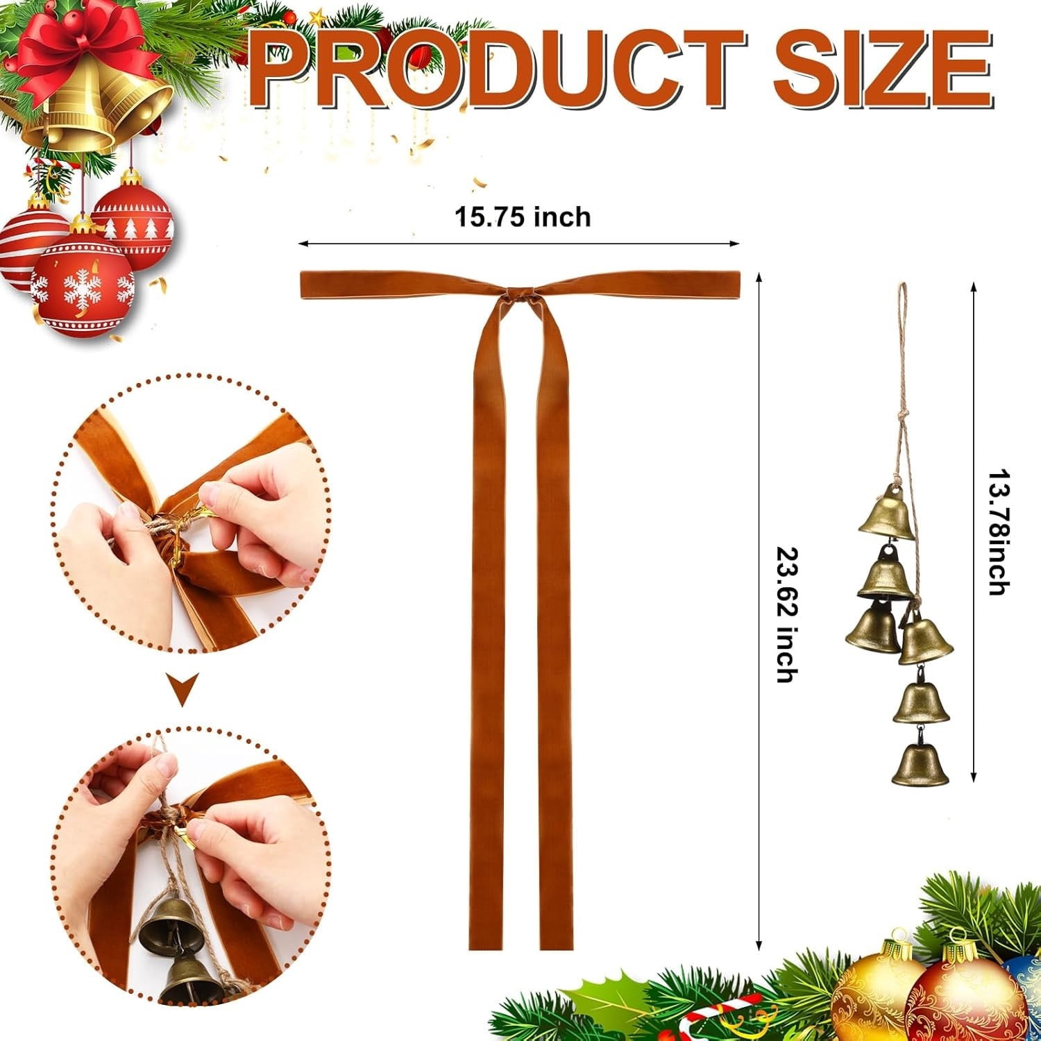 Fek888 Christmas Bows for Crafts Christmas Wrought Iron Decoration Pendant Christmas Large Velvet Bow Rope String Christmas Tree Outdoor Decoration Wall Door Hanging Ornament