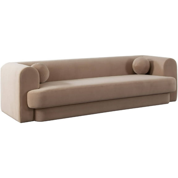 Form Sofa in Camel Performance Velvet with (2) Accent Pillow Balls by Diamond Sofa