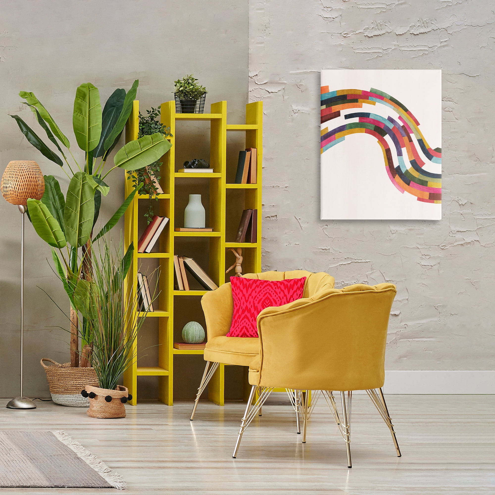 Stupell Industries Modern Geometric Wave Design Abstract Painting Gallery Wrapped Canvas Art Print Wall Art, 24 x 30