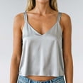 thumbnail image 2 of WEIWEN Womens Silk Satin Camisole Plain Strappy Vest Tops Cropped Tank Tops for Women Cami Shirt V-Neck Spaghetti Strap T-Shirt White, XXL, 2 of 4