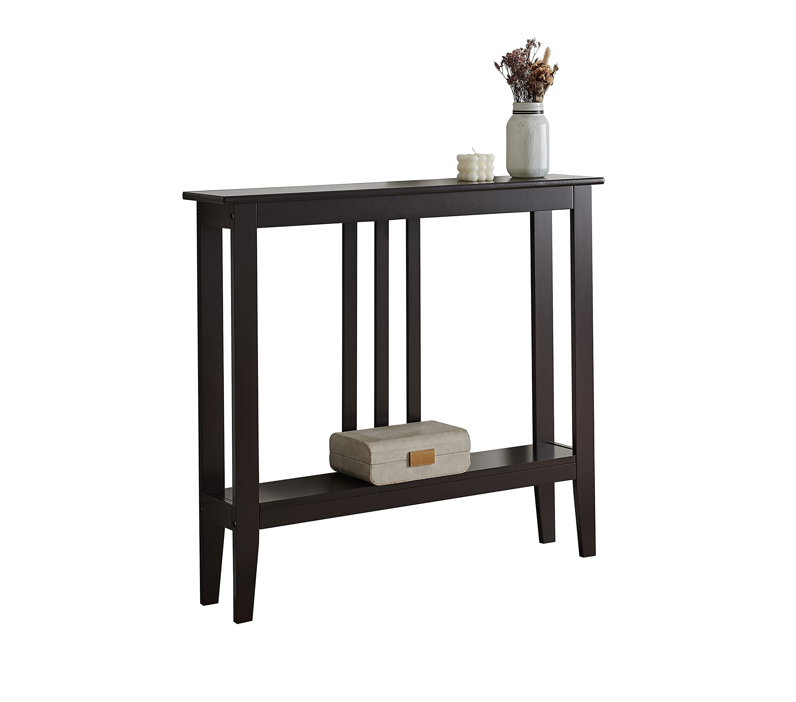 Kings Brand Furniture Console Table with Lower Shelf for Entryway, Hallway, Living Room (Espresso)