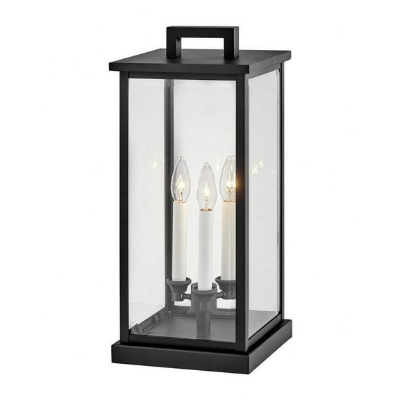 3 Light Large Outdoor Pier Mount Lantern-Black Finish-Incandescent Lamping Type Hinkley Lighting 20017Bk