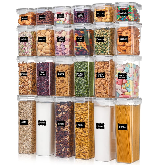 Contenedores de almacenamiento de alimentos Vtopmart, 24 unidades, sin BPA, con tapas, color gris