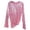 Pink, variant on Women's Metallic Tops Long Sleeve Crew Neck Holographic Shiny T-Shirt (Pink M)