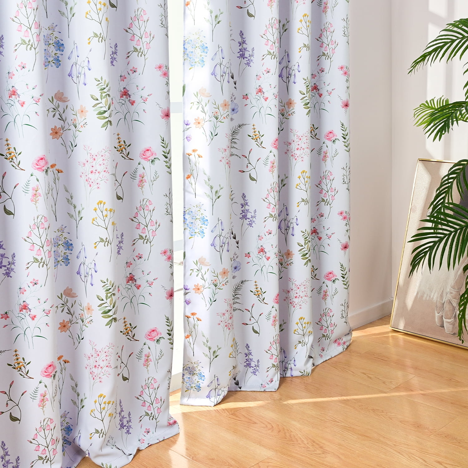 Alishomtll Blackout Curtains Floral Printed Thermal Insulated Window Drapes for Bedroom Living Room 84 Inches Long,52" Wide, 2 Panels