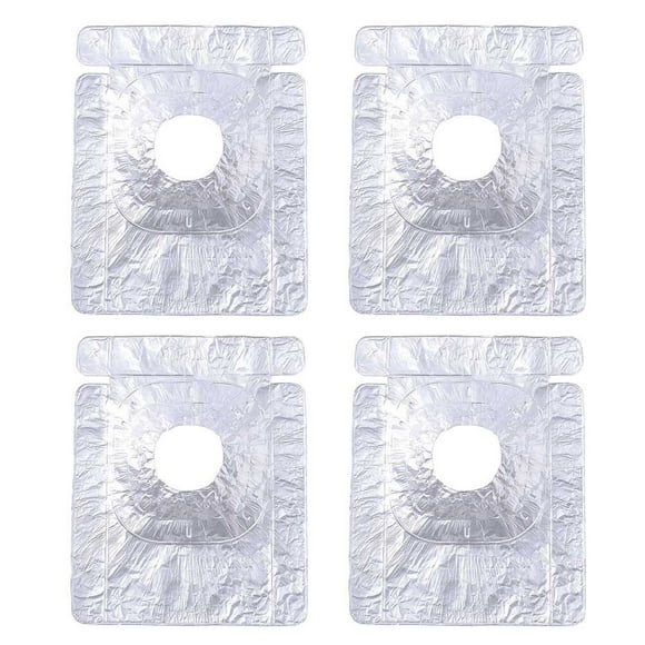 4 piezas de quemador de estufa de papel de aluminio resistente al calor, cubiertas para horno de gas, almohadilla a prueba de aceite (plateado)