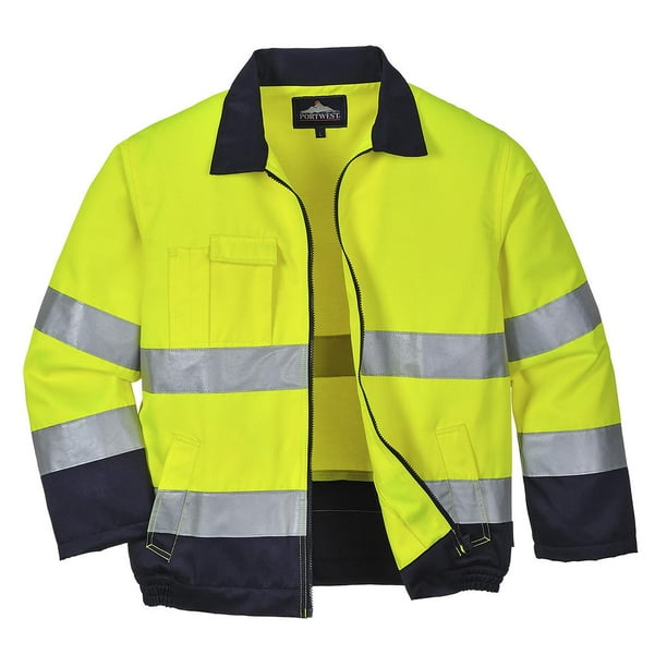 Portwest - Chaqueta Bomber Madrid Contraste para Hombre (Amarillo, Marino)