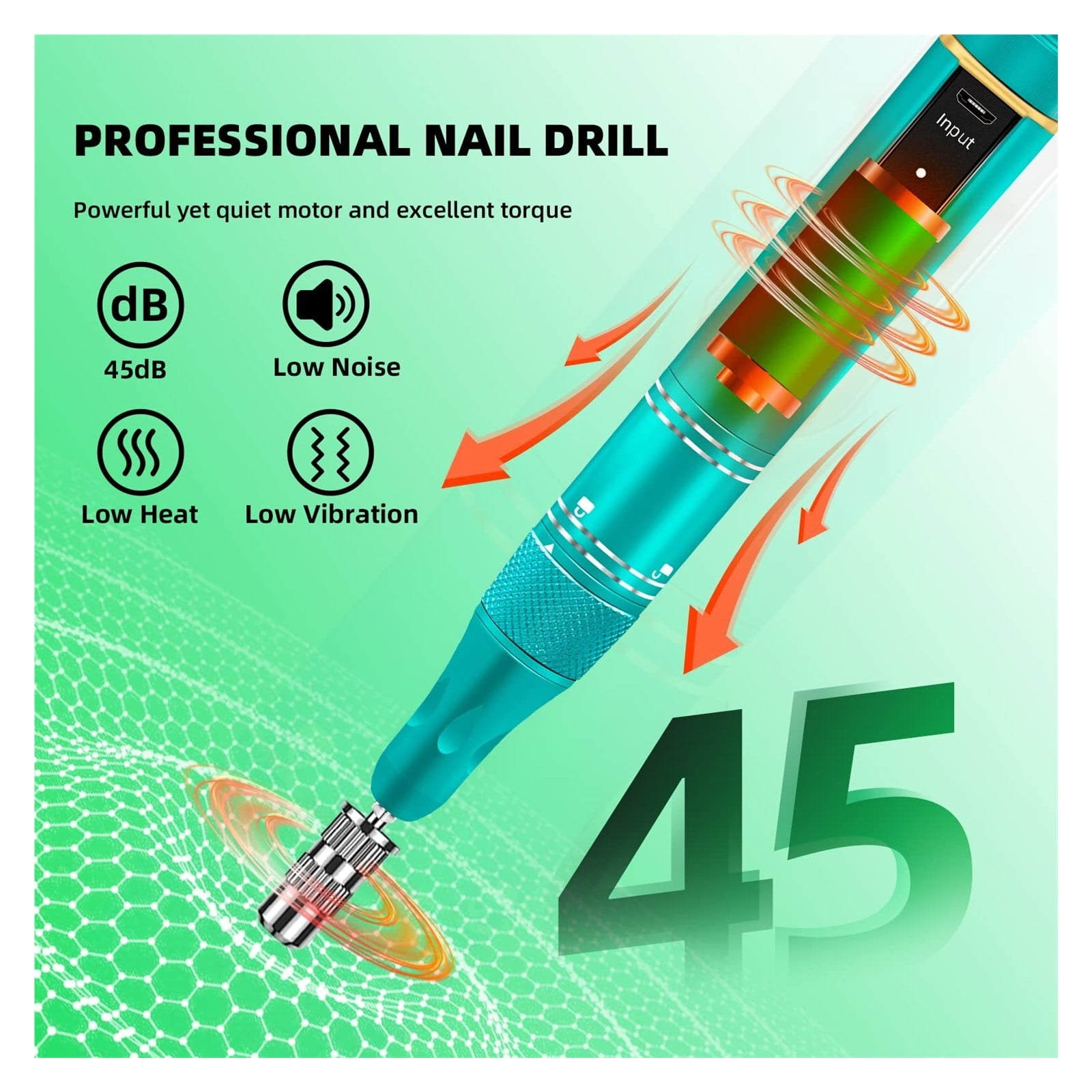 35000RPM Electric Nail Drill Machine Cordless Rechargeable Nail Drill For Gel Polishing Nail Drill Pen Salon Nail Equipment ,Low Noise