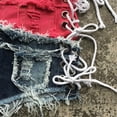 thumbnail image 5 of Wirziis Women Jean for Summer Low Rise Denim Shorts Mini Hot Pants Sexy Cut Off Lace Up Frayed Cheeky Booty Shorts Clubwear, 5 of 7