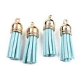 thumbnail image 3 of 200 pc Suede Tassel Pendant Decorations with CCB Plastic Cord Ends Light Gold Pale Turquoise 33~35x10mm Hole: 2.5mm, 3 of 3