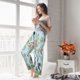 thumbnail image 5 of Fotbe Chinoiserie Floral Palm Tree Pantalones de Pijama para Mujer, Pantalones de Dormir, Pantalones Pj con Cordón y Bolsillos-Large, 5 of 6