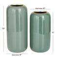 thumbnail image 6 of DecMode 13", 11"H Green Metal Vase, Set of 2, 6 of 8