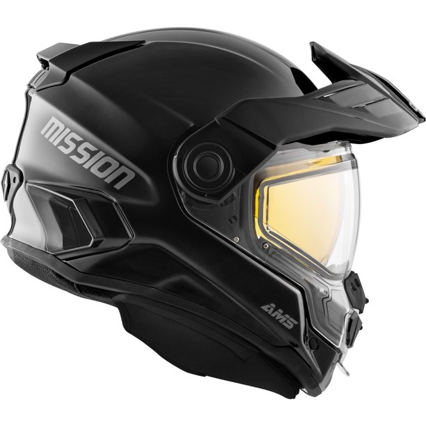 Snowmobile Helmet Full Face CKX Mission AMS Fiberglass Solid Black