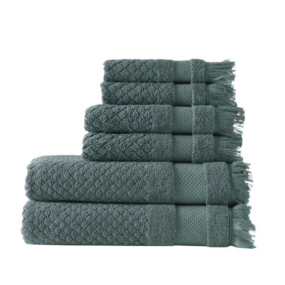 6-Piece Diamond Jacquard Turkish Bath Towel Set
