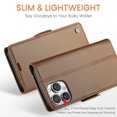 thumbnail image 2 of ELEHOLD Wallet Case for iPhone 16 Pro Max Premium Leather Case wih RFID Blocking Function Card Slots Kickstand Magnetic Clasp Shockproof Cover for Men Women for iPhone 16 Pro Max,Brown, 2 of 11