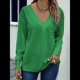 thumbnail image 5 of Blusas Elegantes e Informales para Mujer, con Cuello en V, Larga, Botones, Encaje Calado y Bordado. Verde S, 5 of 7