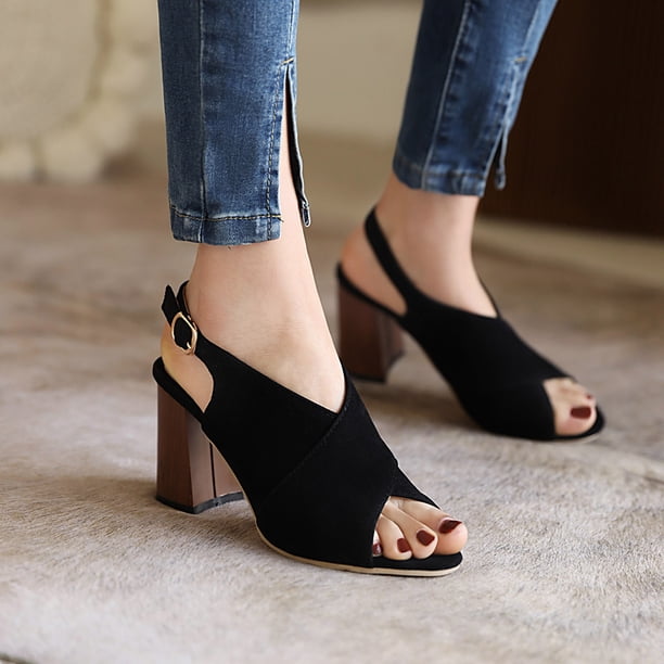 Sandalias de verano para mujer con tacones altos de cuero de microfibra de tela mate a la moda Wmkox8yii shjk6776