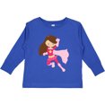 thumbnail image 3 of Inktastic Superhero Girl, Cute Girl, Brown Hair, Pink Cape Girls Long Sleeve Toddler T-Shirt, 3 of 5