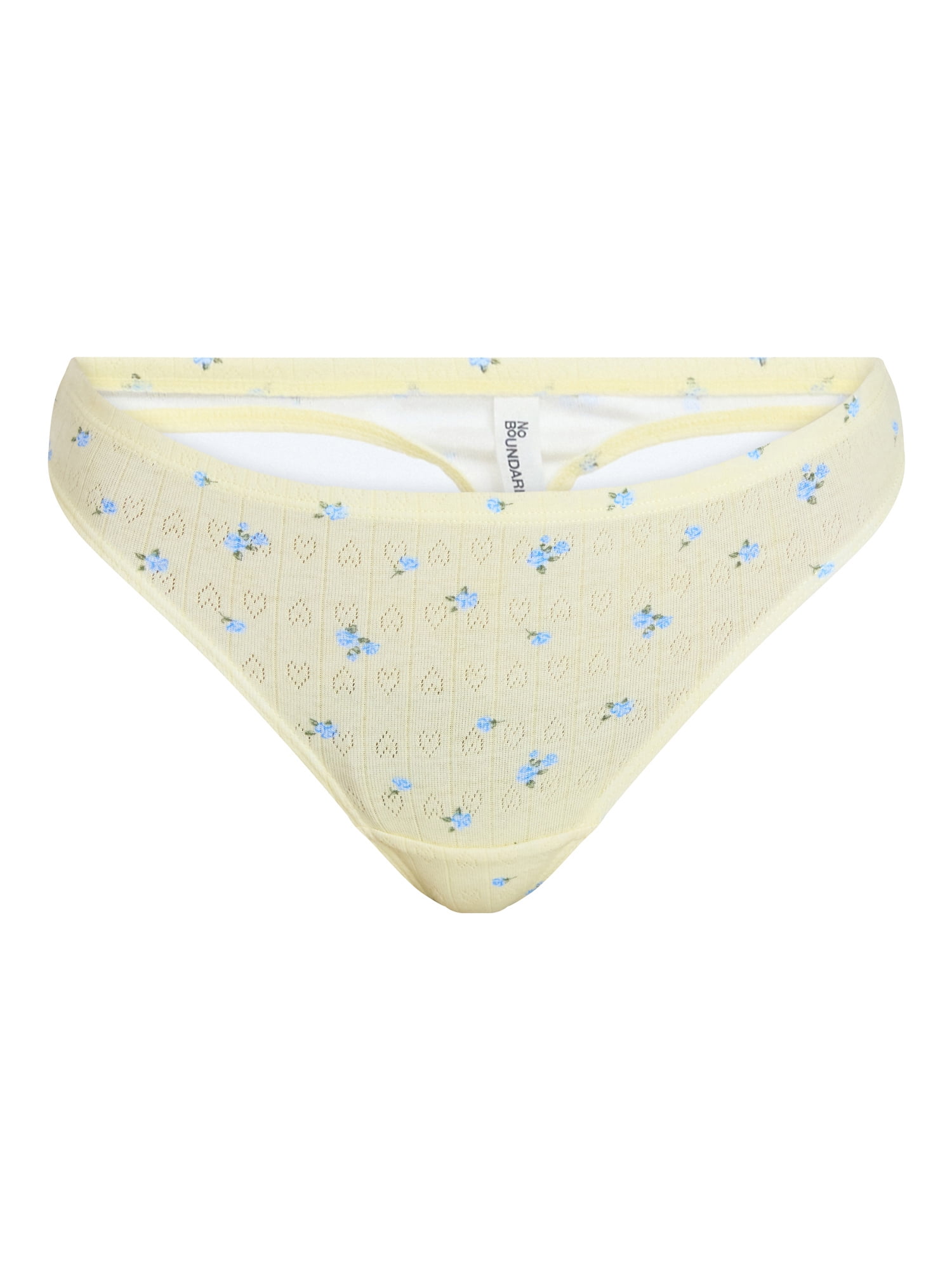 No Boundaries Women's Thong Panty Cotton, 1-pack, Sizes XS-XXXL