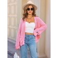 thumbnail image 5 of Women Chunky Knit Sweater Long Sleeve V Neck Button Up Cardigan with Pocket Coat for Fall and Winter Pink L, 5 of 9