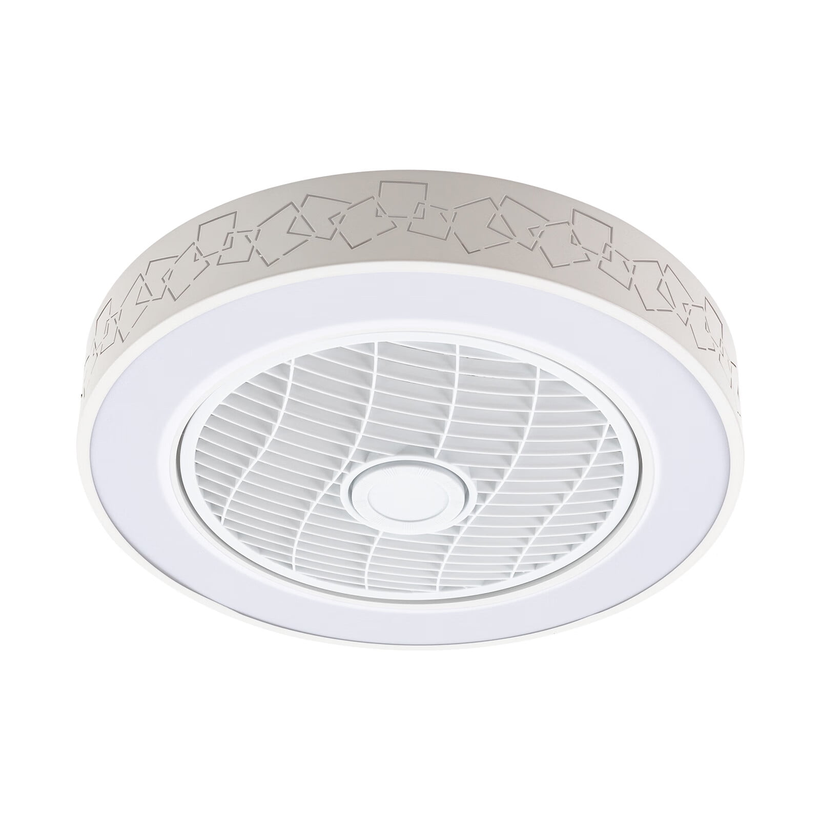 Dimmable LED Ceiling Fan Light Enclosed Round Pendant Fan Lamp w/Invisible Blades 3-Color 6-Speed Ceiling Fan Chandelier 110V
