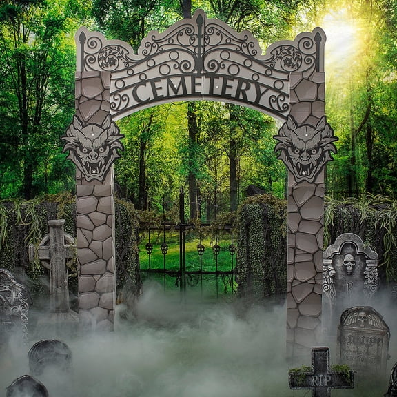Fun Express Cemetery Archway Cardboard Stand-Up Decoration Halloween 1 Count 70 x 106 Inch