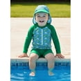 thumbnail image 4 of BemeyourBBs Toddler Baby Girls Boys Swimsuits Cute Infant Bathing Suit Turtle Tree Dinosaur Swimwear Rash Guard Long Sleeve Tops with Swim Trucks Shorts and Hat Set Summer Beachwear, 4 of 9