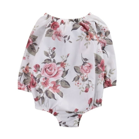 

Newborn Girl Printed Romper Long Sleeve Floral Bodysuit Autumn Spring Kids One Piece Suit