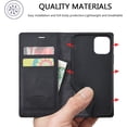 thumbnail image 3 of Case for iPhone 11 6.1 inch, Vintage Classic Matte Leather Wallet Case Flip Notebook Style Cover with Magnetic Closure Kickstand Card Slots - Black, 3 of 14