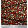 thumbnail image 3 of Soimoi Tissu Georgette Poly Rouge Fleurs Feuilles Imprimé 1 Yard 52 Pouces de Large, 3 of 3