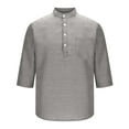 thumbnail image 4 of SYMOID Men's XL Gray Casual Shirt - Stand-Up Collar 3/4 Sleeve Wrinkle-Resistant Stretch for Everyday & Travel Wear, 4 of 6