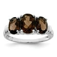 thumbnail image 4 of 925 Sterling Silver Rhodium 3-Stone Smoky Quartz and Diamondond Ring Size 7, 4 of 5