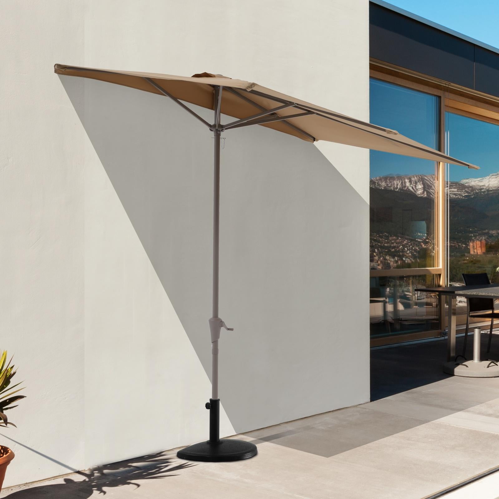 Patio Umbrella 7.5’by 4’Half Rectangular Outdoor Umbrella with Crank, for Deck, Balcony, Garden or Terrace Shade, Beige