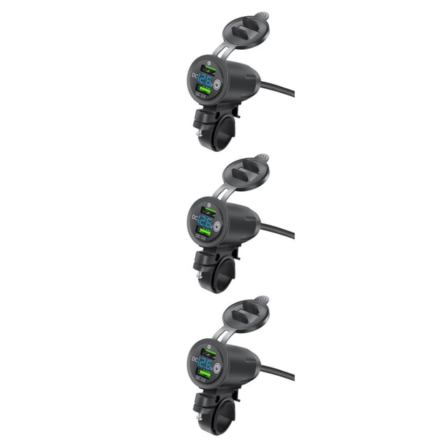 Toma de corriente Riwesomey para motocicleta Interruptor de botón USB Dual