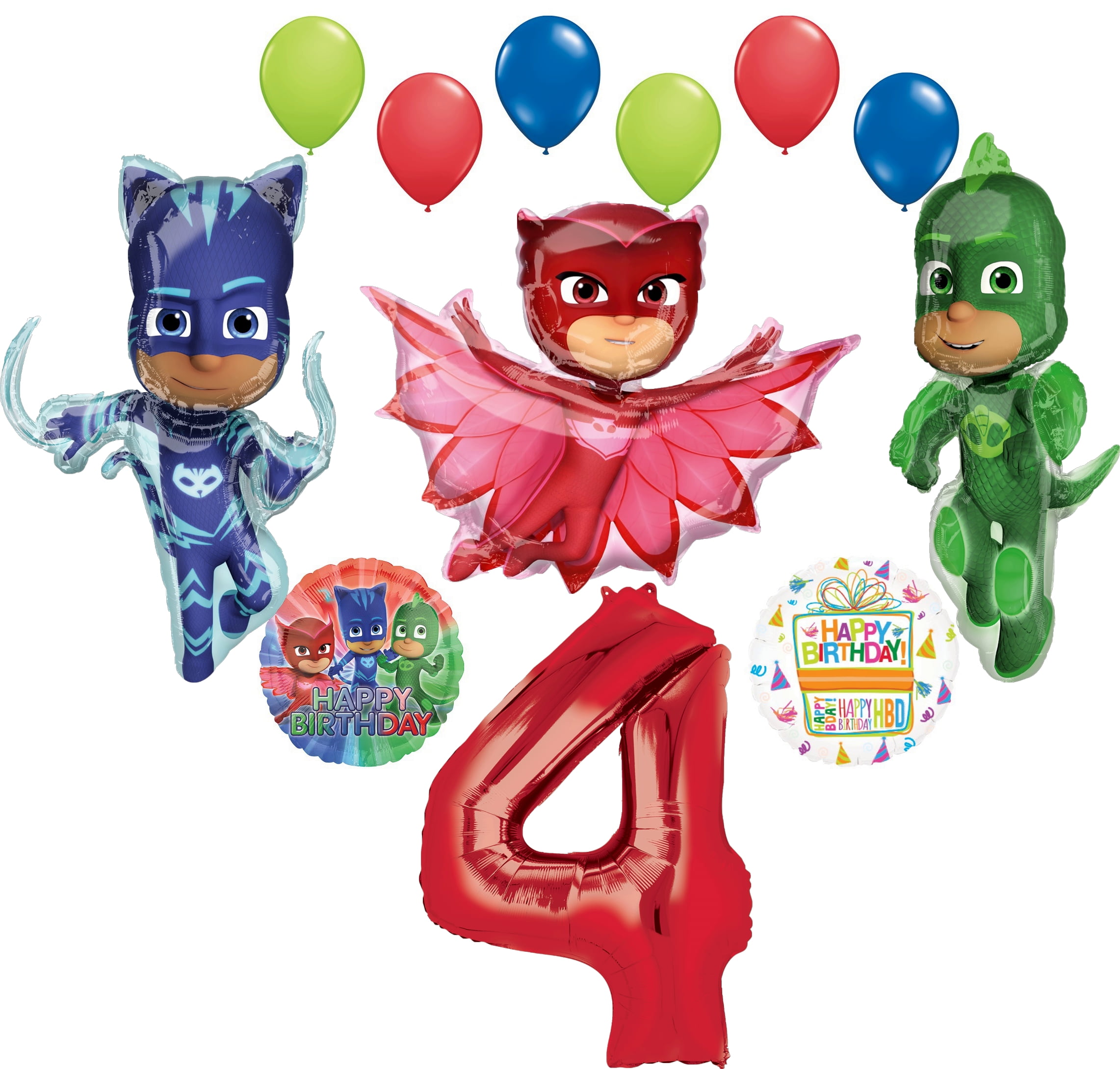 Mayflower Products PJ Masks Owlette 4th Birthday Party Supplies Balloon Bouquet 